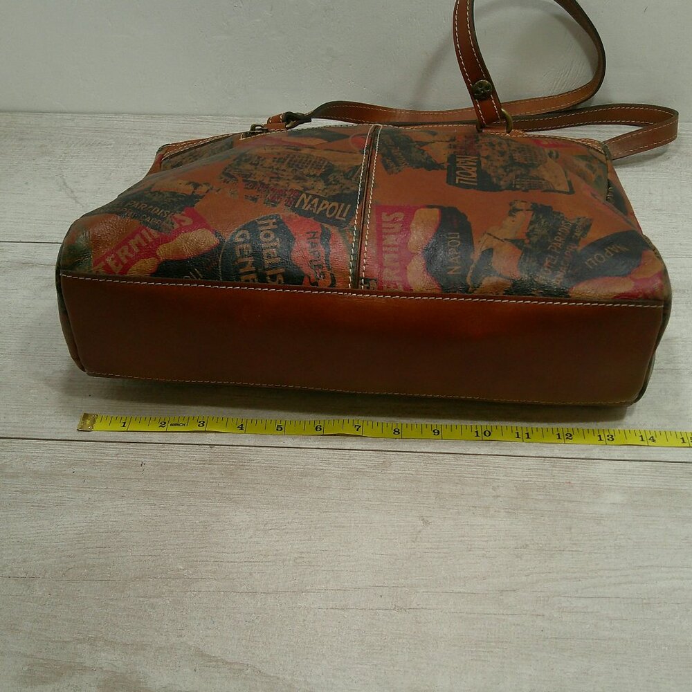 Patricia Nash Poppy Leather Tote Bag Sienna Sunset Vintage Italy Print Purse - Picture 9 of 12